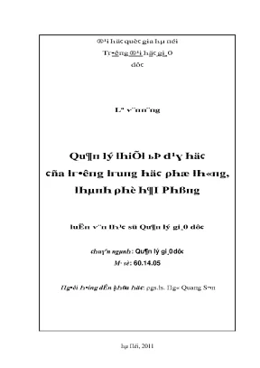Luận văn quản lý thiết bị dạy học của trường trung học phổ thông thành phố hải phòng