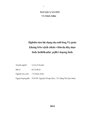 Luận văn nghiên cứu tác dụng của cao lỏng vị quản khang trên bệnh nhân viêm dạ dày mạn tính helicobacter pylori dương tính