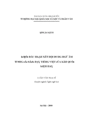 Luận văn bước đầu nhận xét nội dung ngữ âm trong các sách dạy tiếng việt của hàn quốc hiện nay