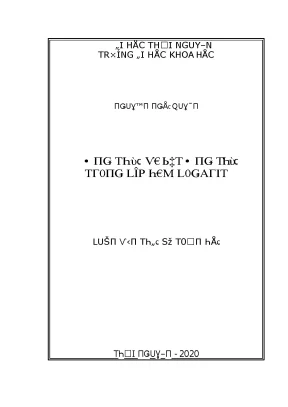 Luận văn đẳng thức và bất đẳng thức trong lớp hàm logarit