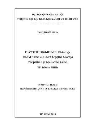 Luận văn phát triển nghiên cứu khoa học nhằm nâng cao chất lượng đào tạo trường đại học hồng bàng tp hồ chí minh