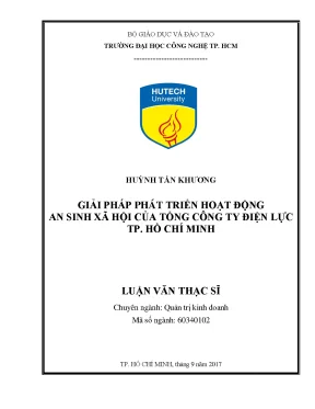 Luận văn giải pháp phát triển hoạt động an sinh xã hội của tổng công ty điện lực tp hồ chí minh