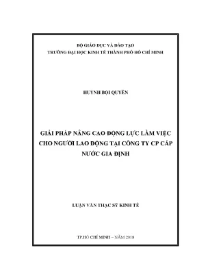 Luận văn giải pháp nâng cao động lực làm việc cho người lao động tại công ty cổ phần cấp nước gia định