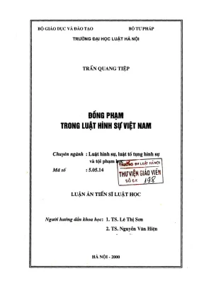 Luận án tiến sĩ luật học đồng phạm trong luật hình sự việt nam