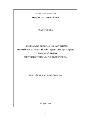 Luận văn quản lý hoạt động đảm bảo chất lượng theo tiêu chuẩn đánh giá chất lượng giáo dục trường trung học phổ thông tại trường trung học phổ thông yên hòa