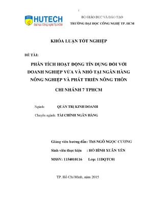 Luận văn phân tích hoạt động tín dụng đối với doanh nghiệp vừa và nhỏ tại ngân hàng nông nghiệp và phát triển nông thôn chi nhánh 7 tp hcm
