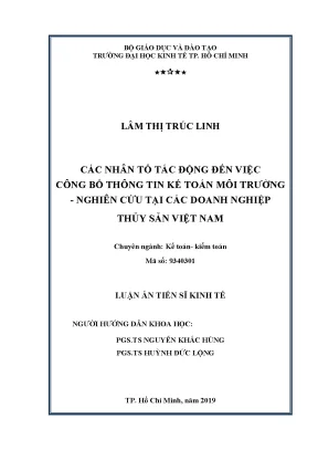 Luận văn các nhân tố tác động đến việc công bố thông tin kế toán môi trường nghiên cứu tại các doanh nghiệp thủy sản việt nam