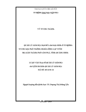 Luận văn quản lý giáo dục đạo đức cho học sinh ở trường trung học phổ thông ngoài công lập trên địa bàn thành phố cẩm phả tỉnh quảng ninh