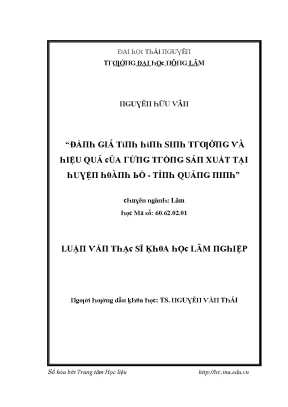 Luận văn đánh giá tình hình sinh trưởng và hiệu quả của rừng trồng sản xuất tại huyện hoành bồ tỉnh quảng ninh