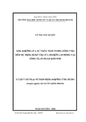 Luận văn ảnh hưởng của sự thỏa mãn trong công việc đến dự định nghỉ việc của người lao động tại công ty cổ phần kim sơn