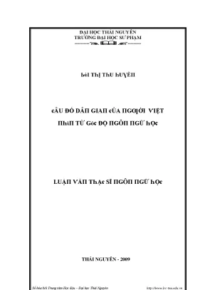 Luận văn câu đố dân gian của người việt nhìn từ góc độ ngôn ngữ học