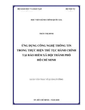 Luận văn ứng dụng công nghệ thông tin trong thực hiện thủ tục hành chính tại bảo hiểm xã hội tp hcmthành phố hồ chí minh