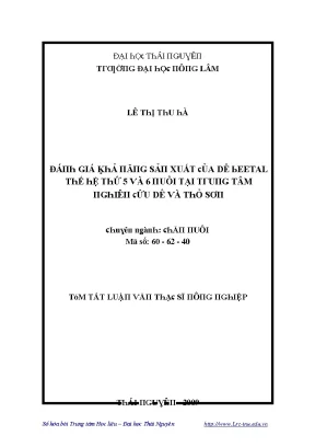 Luận văn đánh giả khả năng sản xuất của dê beetal thế hệ thứ 5 và 6 nuôi tại trung tâm nghiên cứu dê và thỏ sơn