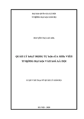 Luận văn quản lý hoạt động tự học của sinh viên trường đại học văn hóa hà nội