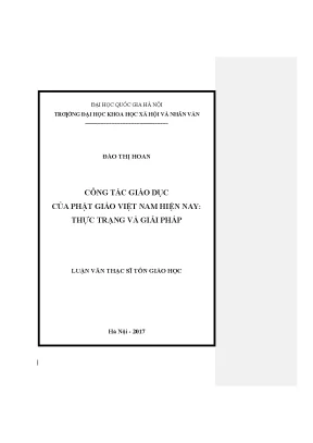 Luận văn công tác giáo dục của phật giáo việt nam hiện nay