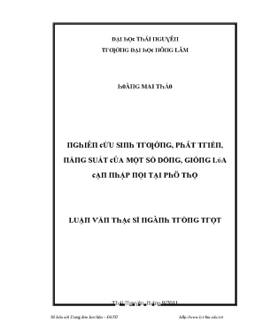 Luận văn nghiên cứu sinh trưởng phát triển năng suất của một số dòng giống lúa cạn nhập nội tại phú thọ