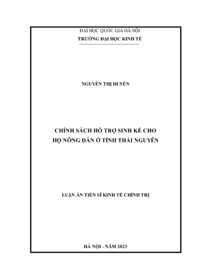 Luận án tiến sĩ quản trị kinh doanh chính sách hỗ trợ sinh kế cho hộ nông dân ở tỉnh thái nguyên
