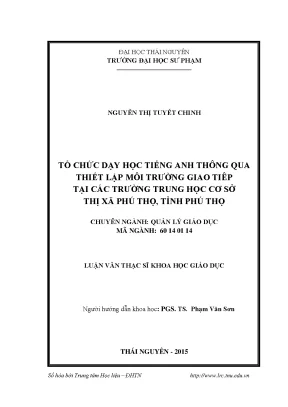 Luận văn tổ chức dạy học tiếng anh thông qua thiết lập môi trường giao tiếp tại các trường thcs thị xã phú thọ