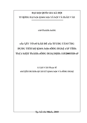 Luận văn các yếu tố cơ bản để các trung tâm ứng dụng tiến bộ khoa học công nghệ cấp tỉnh thực hiện thành công nghị định 115 2005 nđ cp