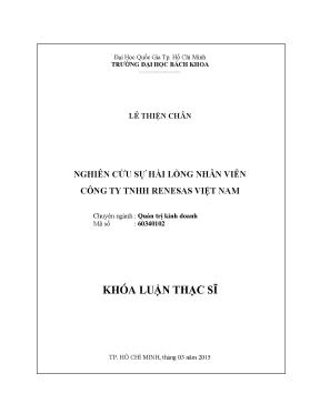 Luận văn thạc sĩ quản trị kinh doanh nghiên cứu sự hài lòng nhân viên công ty tnhh renesas việt nam