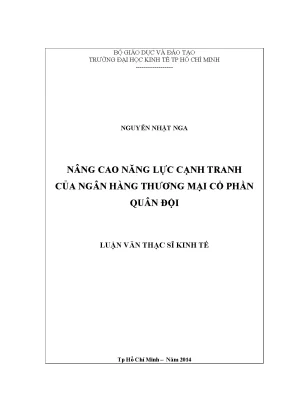 Luận văn nâng cao năng lực cạnh tranh của ngân hàng tmcp quân đội luận văn thạc sĩ