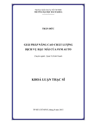 Luận văn thạc sĩ quản trị kinh doanh giải pháp nâng cao chất lượng dịch vụ hậu mãi của sym auto