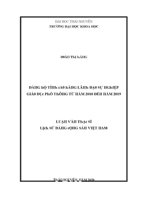 Luận văn đảng bộ tỉnh cao bằng lãnh đạo sự nghiệp giáo dục phổ thông từ năm 2010 đến năm 2019