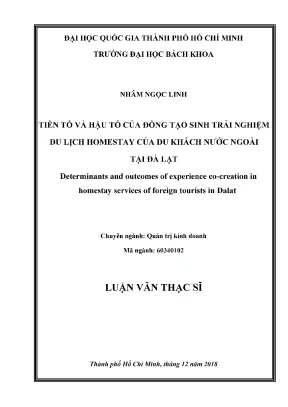 Luận văn thạc sĩ quản trị kinh doanh tiền tố và hậu tố của đồng tạo sinh trải nghiệm du lịch homestay của du khách nước ngoài tại đà lạt