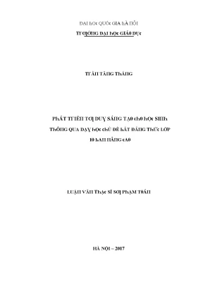 Luận văn phát triển tư duy sáng tạo cho học sinh thông qua dạy học chủ đề bất đẳng thức lớp 10 ban nâng cao