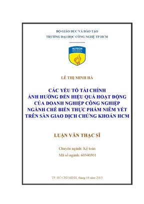 Luận văn các yếu tố tài chính ảnh hưởng đến hiệu quả hoạt động của doanh nghiệp công nghiệp ngành chế biến thực phẩm niêm yết trên sàn giao dịch chứng khoán hcm