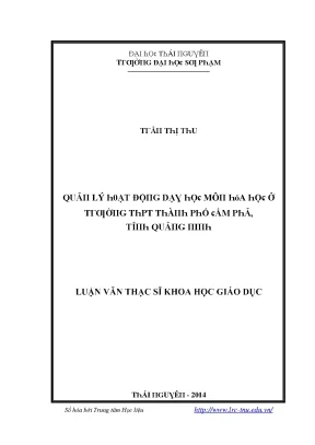 Luận văn quản lý hoạt động dạy học môn hóa học ở trường thpt thành phố cẩm phả tỉnh quảng ninh