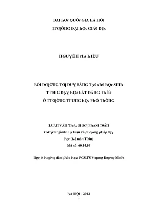 Luận văn bồi dưỡng tư duy sáng tạo cho học sinh trong dạy học bất đẳng thức ở trường trung học phổ thông