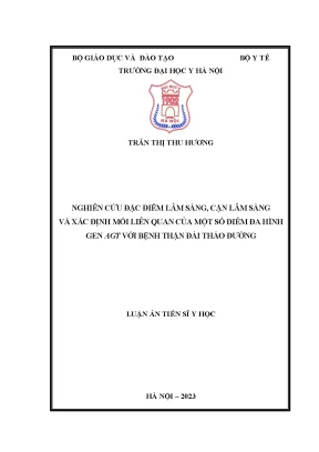 Luận án nghiên cứu đặc điểm lâm sàng cận lâm sàng và xác định mối liên quan của một số điểm đa hình gen agt với bệnh thận đái tháo đường
