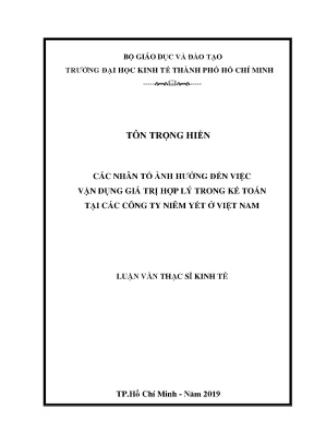 Luận văn các nhân tố ảnh hưởng đến việc vận dụng giá trị hợp lý trong kế toán tại các công ty niêm yết ở việt nam