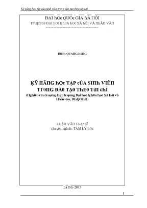 Luận văn kỹ năng học tập của sinh viên trong đào tạo theo tín chỉ nghiên cứu trường hợp trường đhkhxhvànv đhqg hà nội