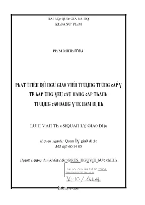Luận văn phát triển đội ngũ giáo viên trường trung cấp y tế đáp ứng yêu cầu nâng cấp thành trường cao đẳng y tế nam định