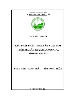 Luận văn giải pháp phát triển sản xuất cam trên địa bàn huyện bắc quang tỉnh hà giang