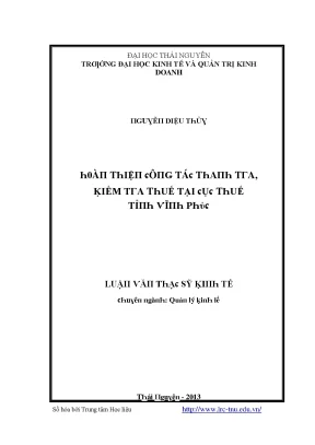 Luận văn hoàn thiện công tác thanh tra kiểm tra thuế tại cục thuế tỉnh vĩnh phúc