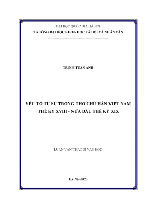 Luận văn yếu tố tự sự trong thơ chữ hán việt nam thế kỷ xviii nửa đầu thế kỷ xix