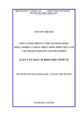 Luận văn chất lượng dịch vụ thẻ tại ngân hàng nông nghiệp và phát triển nông thôn việt nam chi nhánh nghi sơn nam thanh hóa