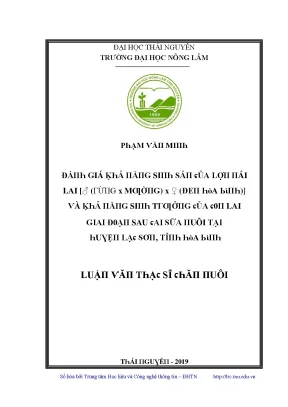 Luận văn đánh giá khả năng sinh sản của lợn nái lai ♂ rừng x mường x ♀ đen hòa bình và khả năng sinh trưởng của con lai giai đoạn sau cai sữa nuôi tại huyện lạc sơn tỉnh hòa bình
