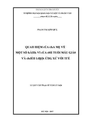 Luận văn quan niệm của cha mẹ về một số hành vi củan tuổi mẫu giáo và chiến lược ứng xử với trẻ