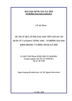Luận văn quản lý quy trình dạy học tiếp cận chuẩn quốc tế tại khoa tiếng anh trường đại học kinh doanh và công nghệ hà nội