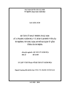 Luận văn quản lý hoạt động dạy học của phòng giáo dục và đào tạo đối với các trường trung học cơ sở huyện ý yên tỉnh nam định