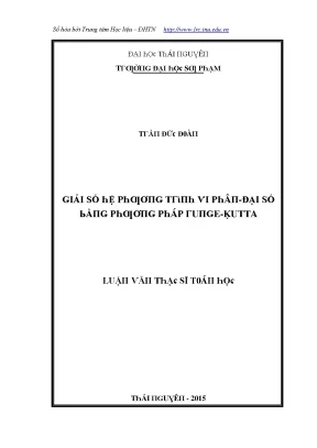 Luận văn giải số hệ phương trình vi phân đại số bằng phương pháp runge kutta