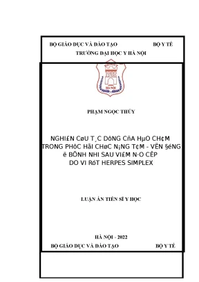 Luận án tiến sĩ nghiên cứu tác dụng của hào châm trong phục hồi chức năng tâm vận động ở bệnh nhi sau viêm não cấp do vi rút herpes simplex