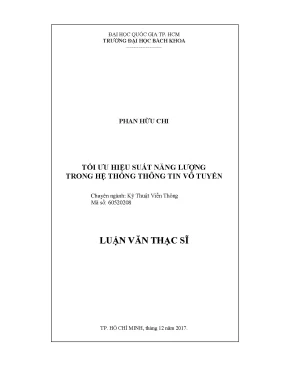Luận văn thạc sĩ kỹ thuật viễn thông tối ưu hiệu suất năng lượng trong hệ thống thông tin vô tuyến