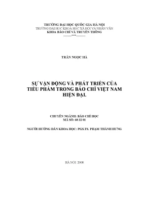 Luận văn thạc sĩ sự vận động và phát triển của tiểu phẩm trong báo chí việt nam hiện đại