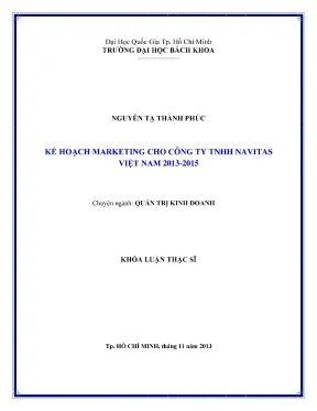 Luận văn thạc sĩ quản trị kinh doanh kế hoạch marketing cho công ty tnhh navitas việt nam 2013 2015