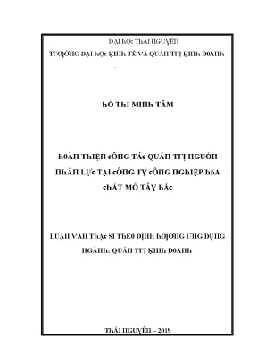 Luận văn hoàn thiện công tác quản trị nguồn nhân lực tại công ty công nghiệp hóa mỏ tây bắc